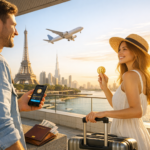 Un couple voyage à Paris et New York avec Bitcoin, prêt pour de nouvelles aventures.